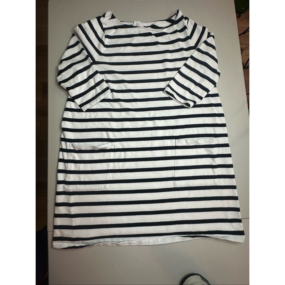 The Nines by Hatch Women's Black White Striped Tunic Shirt Dress Size Large